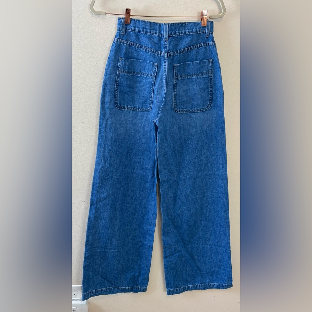 New TWP Mecox beach wide leg linen blend jeans in vintage wash - Picture 9 of 12